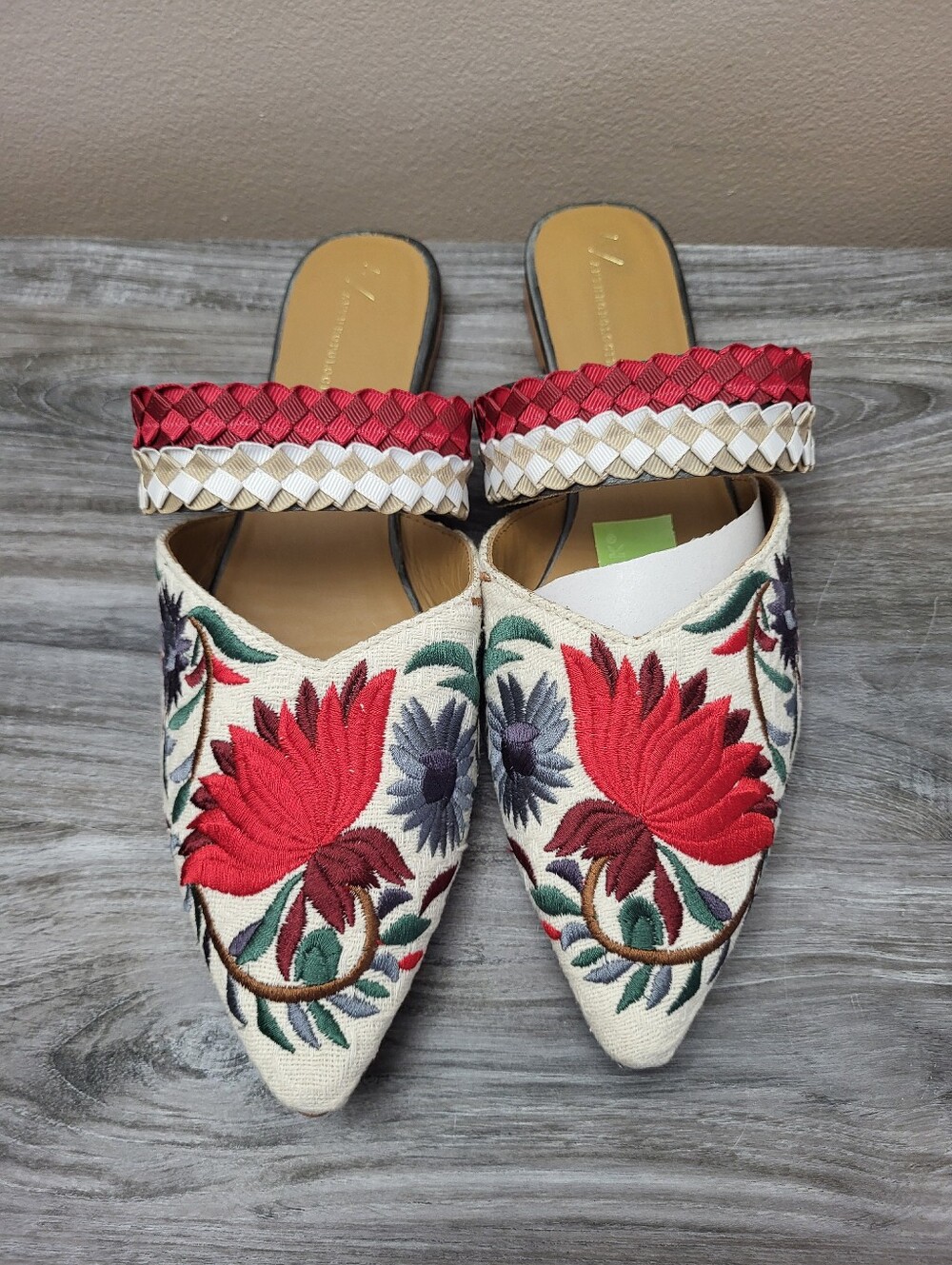 Anthropologie Paz Floral Embroidered Slides Size 41 New - Picture 3 of 11